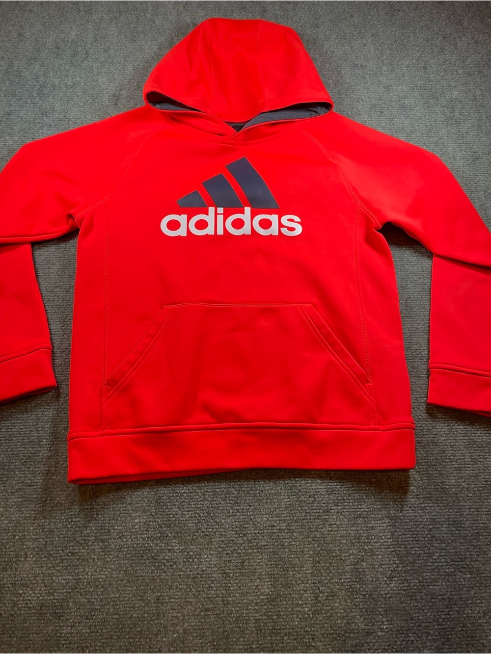 adidas Orange Kids Pullover Hoodie with Contrasting Logo